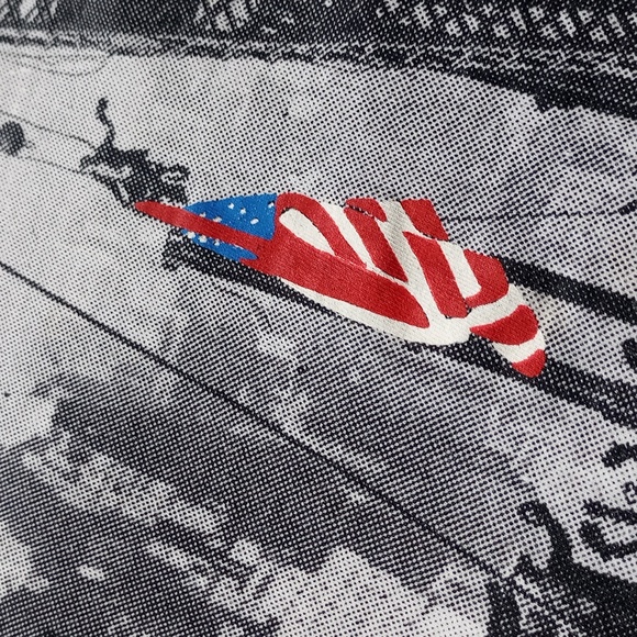 VINTAGE 90s Work Force Steel Workers Big Print Muscle Shirt - Picture 4 of 7